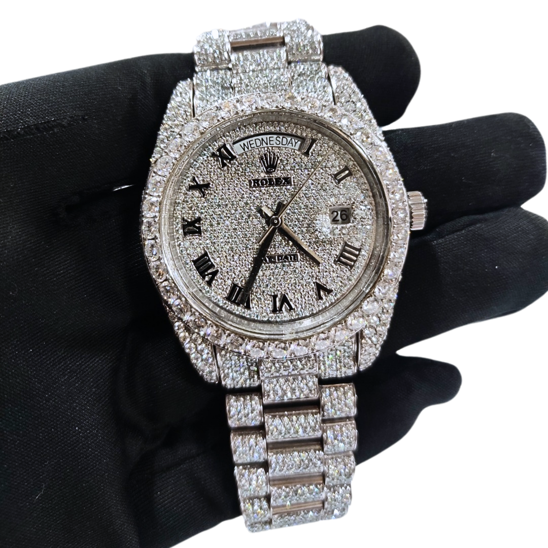 Bust-Down VVS Diamonds Test Certified Roman-Numerals 40mm Custom Watch