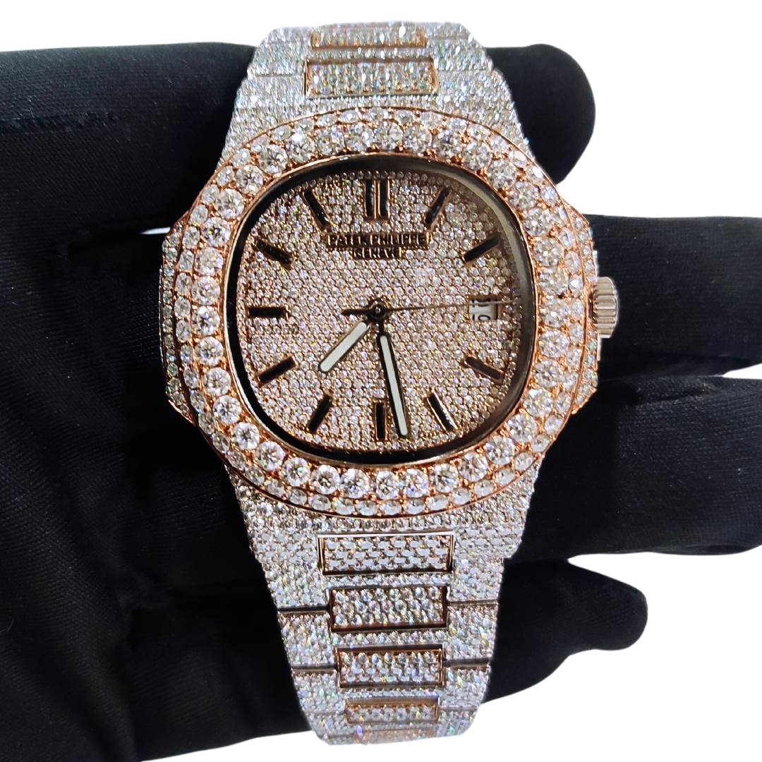 Bust-Down VVS Diamonds Test Certified Rose-Gold 40mm Custom Watch