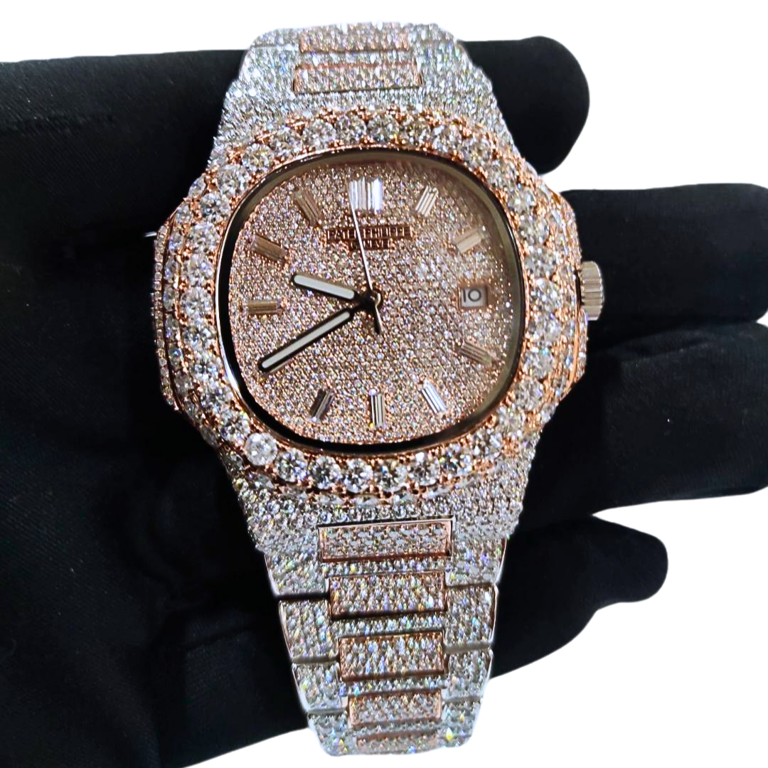 Bust-Down VVS Diamonds Test Certified Rose-Gold 40mm Custom Watch