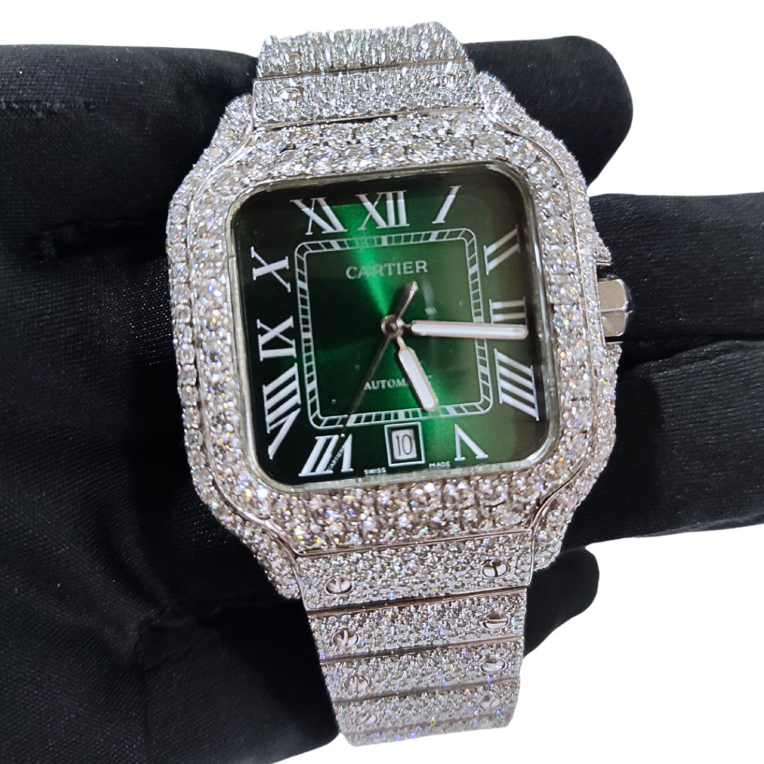 Iced-Out VVS Diamonds Test Certified Green-Face 40mm Custom Watch