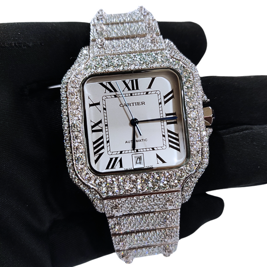 Bust-Down VVS Diamonds Test Certified White-Face 40mm Custom Watch