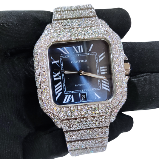 Iced-Out VVS Diamonds Test Certified Blue-Face 40mm Custom Watch