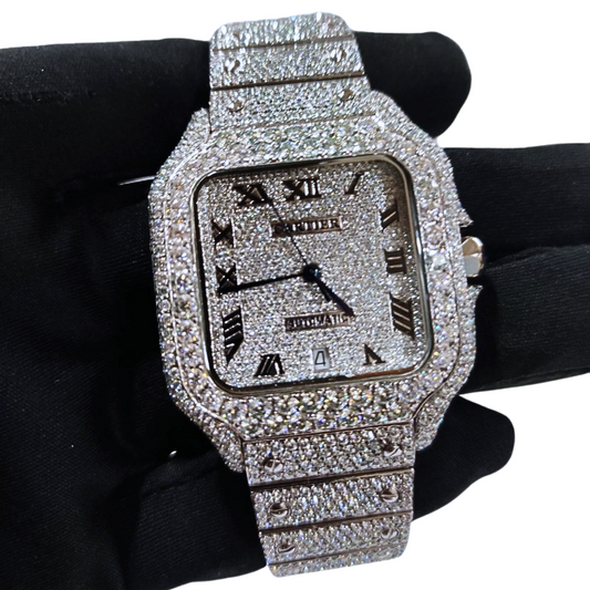 Iced-Out VVS Diamonds Test Certified Roman-Numerals 40mm Custom Watch