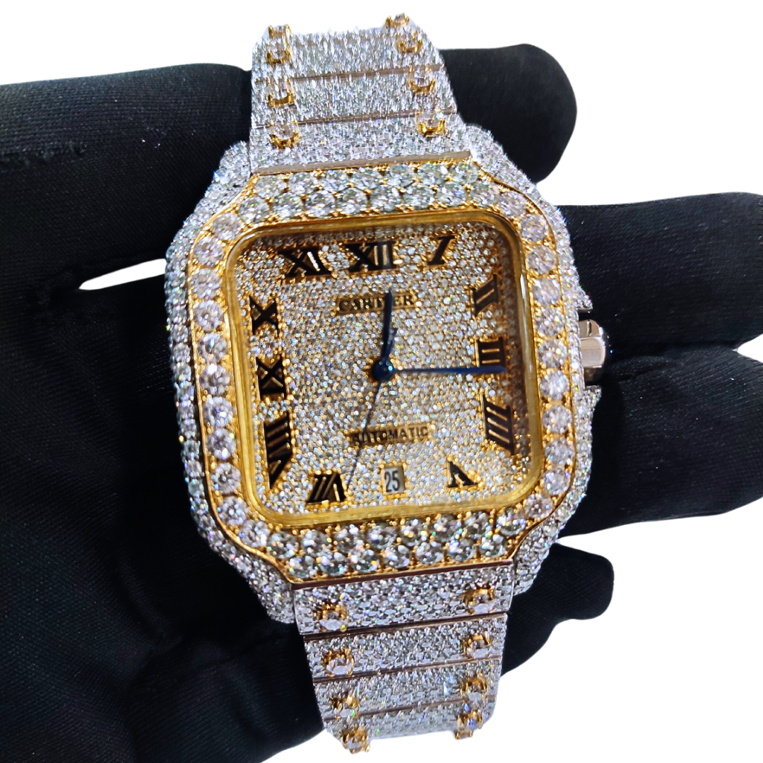 Bust-Down VVS Diamonds Test Certified Two-Tone Roman-Numerals 40mm Custom Watch