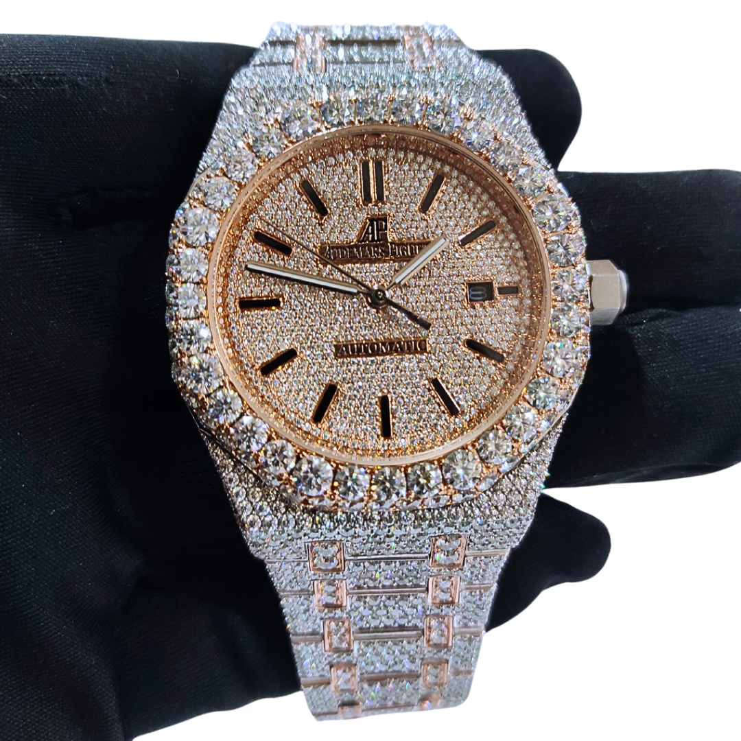 Iced-Out VVS Diamonds Test Certified Rose-Gold 42mm Custom Watch