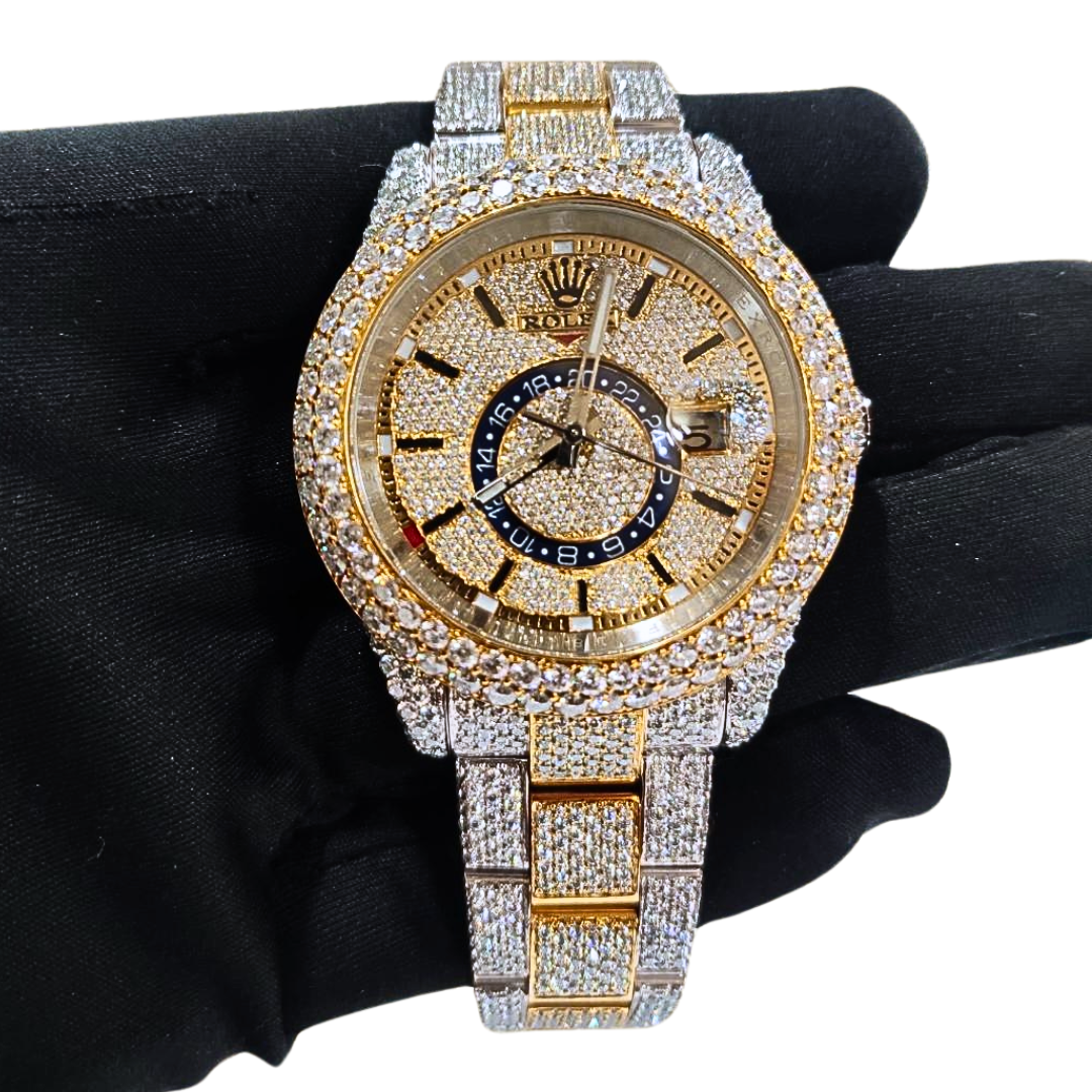 Bust-Down VVS Diamonds Test Certified Two-Tone 42mm Custom Watch