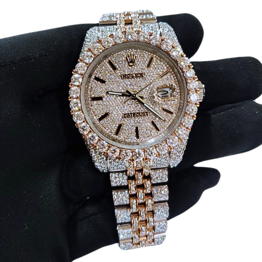 Bust-Down VVS Diamonds Test Certified Rose-Gold 40mm Custom Watch