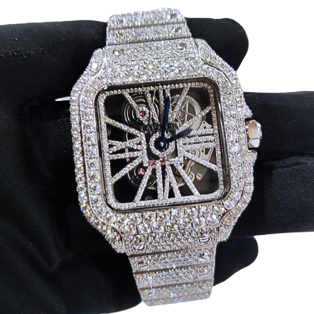 Iced-Out VVS Diamonds Test Certified Skeleton-Face 40mm Custom Watch