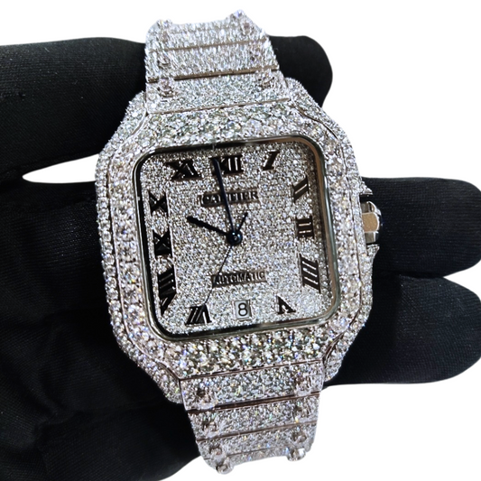 Bust-Down VVS Diamonds Test Certified Roman-Numerals 40mm Custom Watch